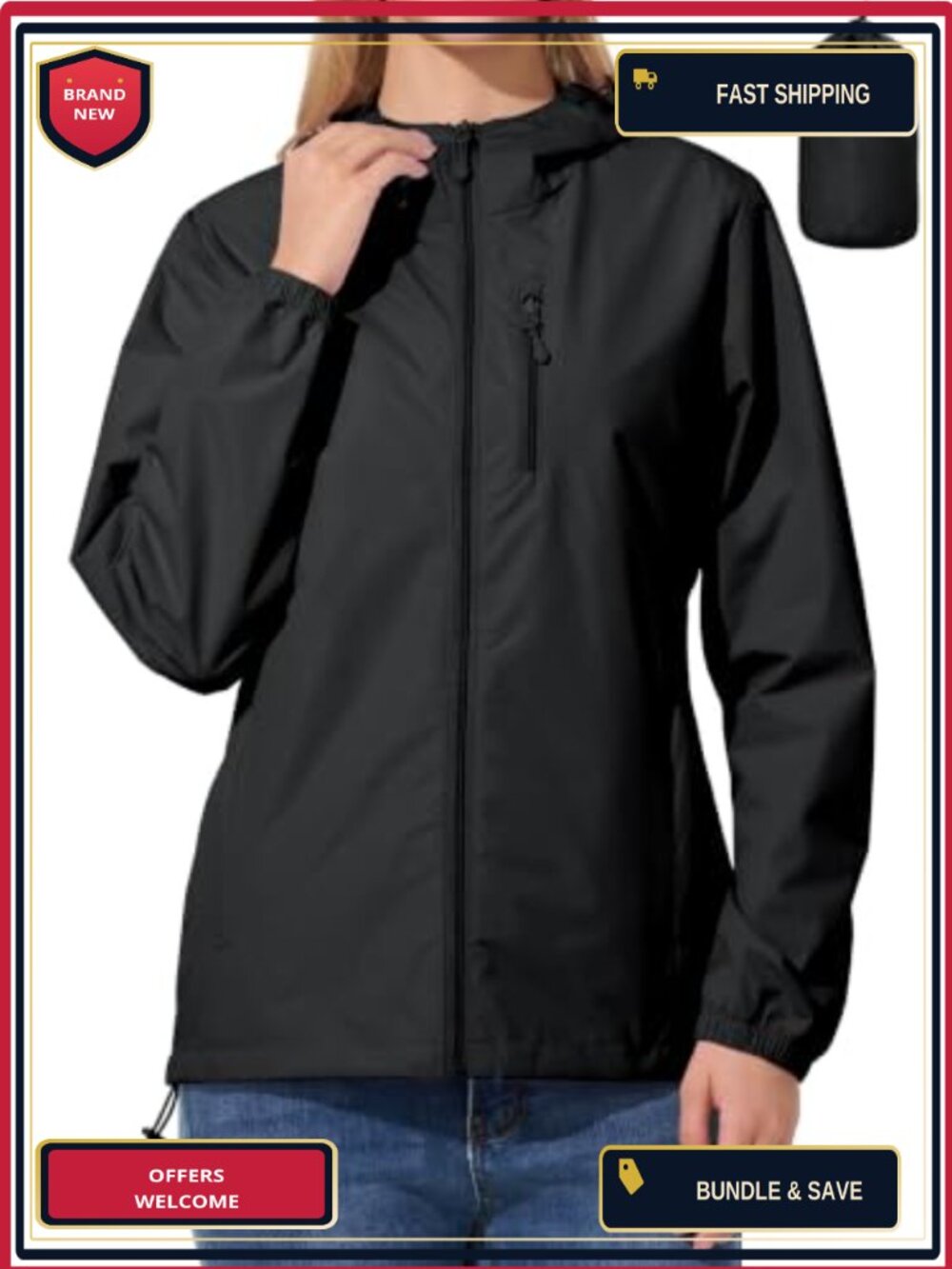 Women's Waterproof Cycling Rain Jacket Ultra-Lightweight Packable